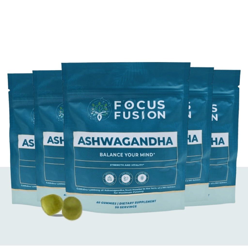 Focus Fusion™ Organic Ashwagandha Gummies with D2 & Zinc to help balance your mind, reduce stress, boost mood, improve focus, and support calm energy with all-organic adaptogenic | Mix Berry Flavor | 60 Ct