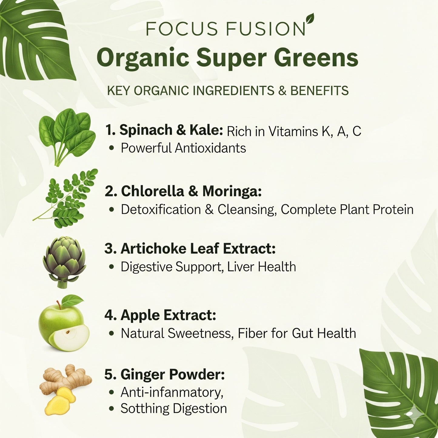 Focus Fusion Super Greens | 74+ Organic superfood gummies that boost energy, support gut health, detox, and immunity for daily focus and vibrant wellness | Natural Mix Berry Flavor | 60 Ct