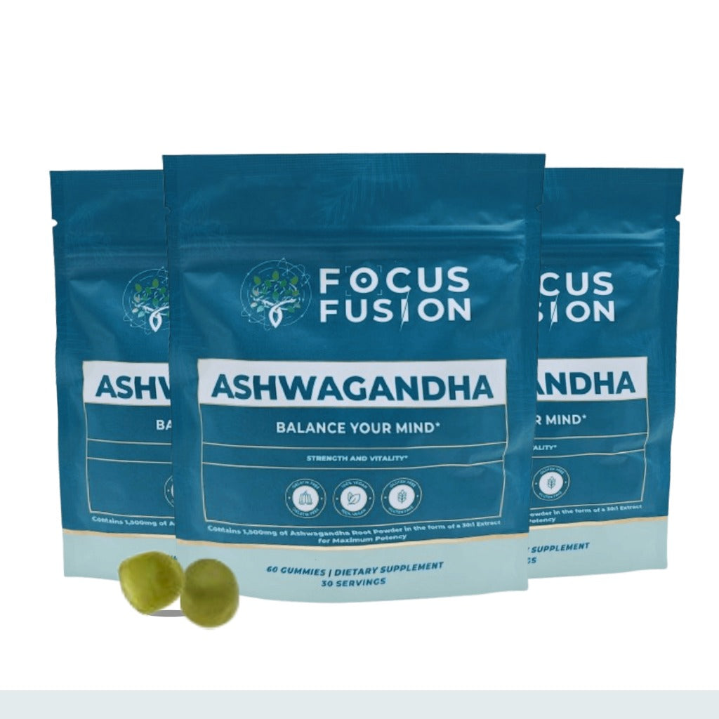 Focus Fusion™ Organic Ashwagandha Gummies with D2 & Zinc to help balance your mind, reduce stress, boost mood, improve focus, and support calm energy with all-organic adaptogenic | Mix Berry Flavor | 60 Ct