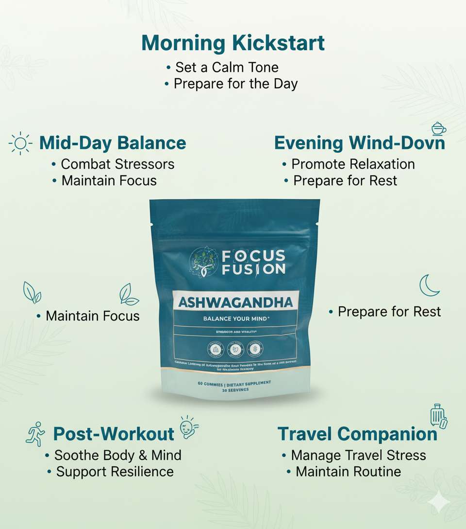Focus Fusion™ Organic Ashwagandha Gummies with D2 & Zinc to help balance your mind, reduce stress, boost mood, improve focus, and support calm energy with all-organic adaptogenic | Mix Berry Flavor | 60 Ct