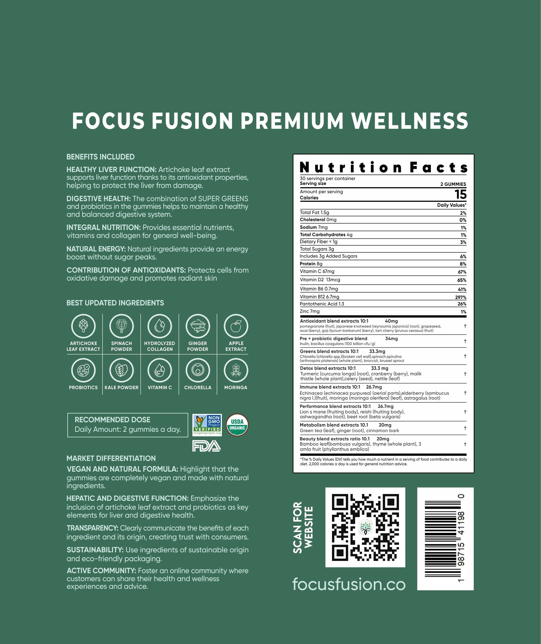 Focus Fusion Organic Super Greens Gummies – Premium Wellness Made Simple