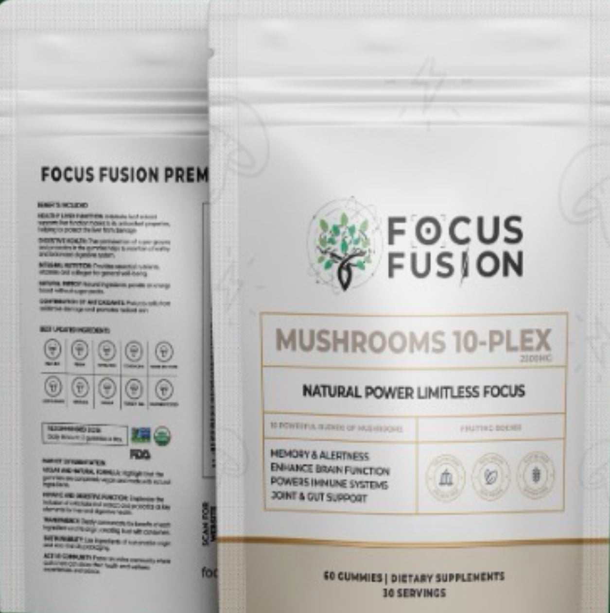 Focus Fusion Organic Fruiting Body Mushroom 10 Plex Gummies – Premium Wellness in Every Bite