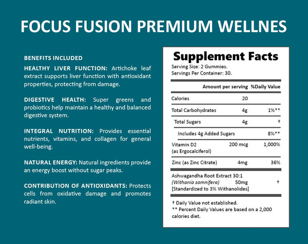 Focus Fusion™ Ashwagandha 30:1 Gummies –  Plant-Based Wellness in a Gummy