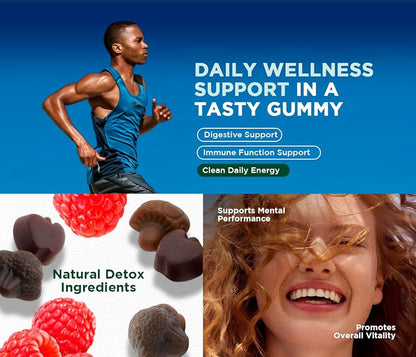 Focus Fusion Super Greens | 74+ Organic superfood gummies that boost energy, support gut health, detox, and immunity for daily focus and vibrant wellness | Natural Mix Berry Flavor | 60 Ct