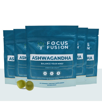 Focus Fusion™ Organic Ashwagandha Gummies with D2 & Zinc to help balance your mind, reduce stress, boost mood, improve focus, and support calm energy with all-organic adaptogenic | Mix Berry Flavor | 60 Ct