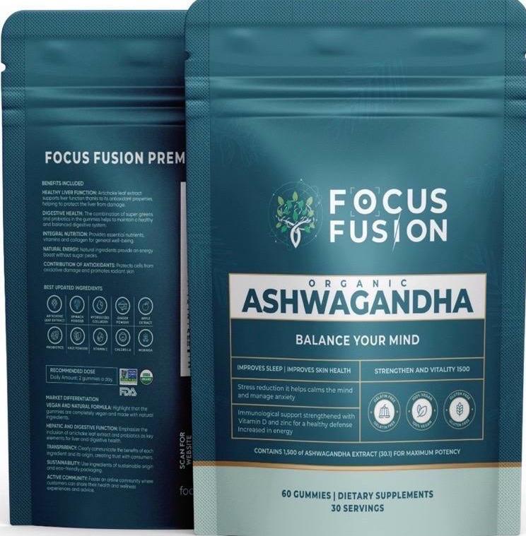 Focus Fusion™ Organic Ashwagandha Gummies With D2 & Zinc Balance Your Mind
