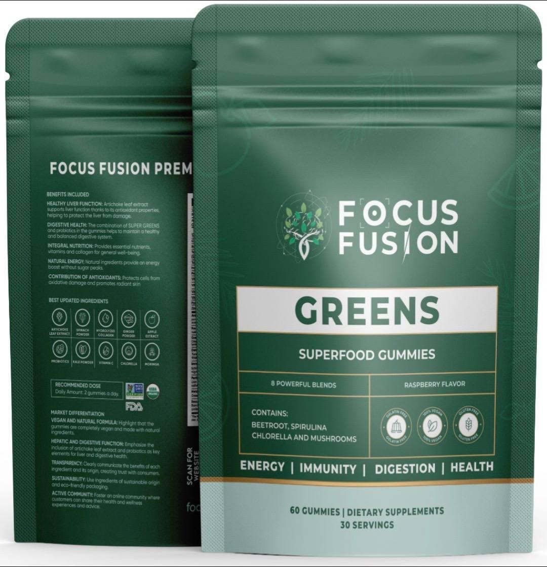 Focus Fusion Organic Super Greens Gummies – Premium Wellness Made Simple