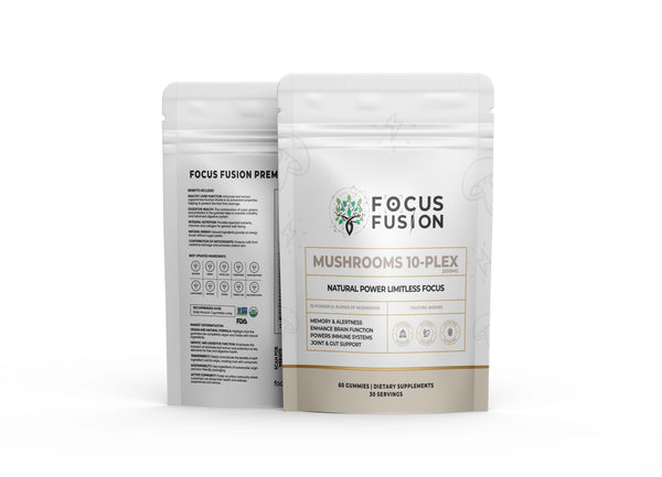 Focus Fusion Organic Fruiting Body Mushroom 10 Plex Gummies – Premium Wellness in Every Bite