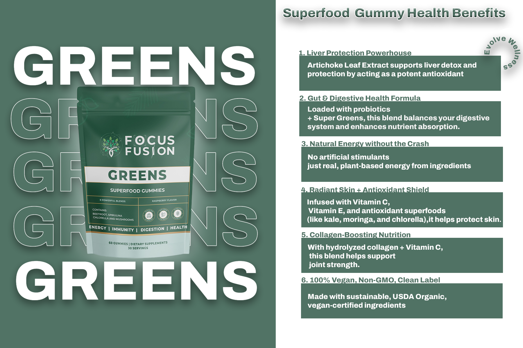 Focus Fusion Organic Super Greens Gummies – Premium Wellness Made Simple